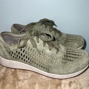Dansko Balance Sage Green Perforated Leather Comfort Sneakers - Women’s 38